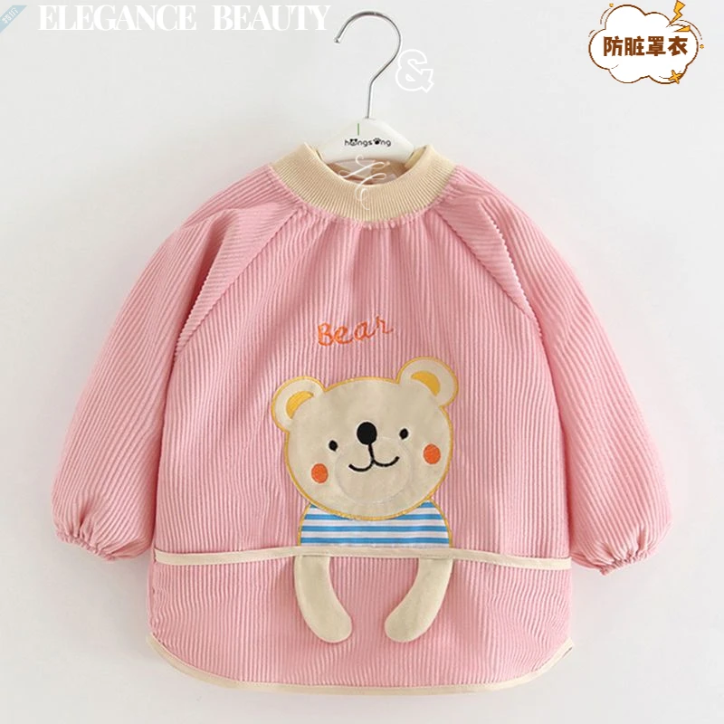 加厚吃饭罩衣外穿衣婴儿防污洋气长袖儿童反穿衣护衣小孩防脏围裙