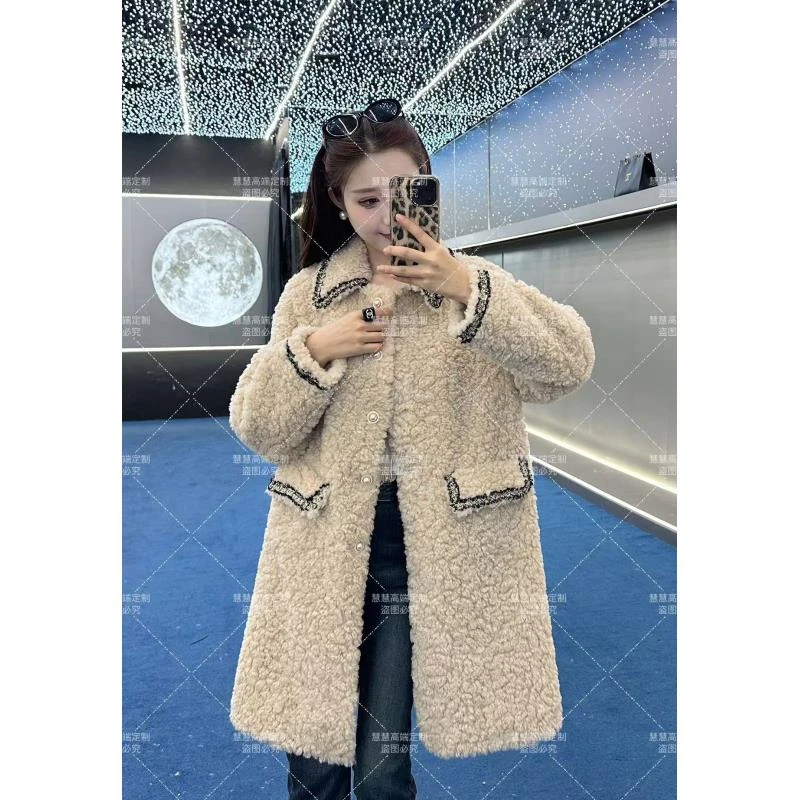 【慧慧】2024新款时尚百搭原创设计师新款毛毛外套 F66191