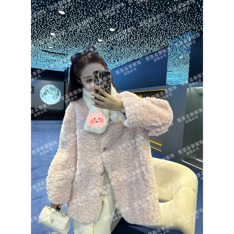 【慧慧】2024新款时尚百搭原创设计师新款女士休闲毛毛外套 F66048