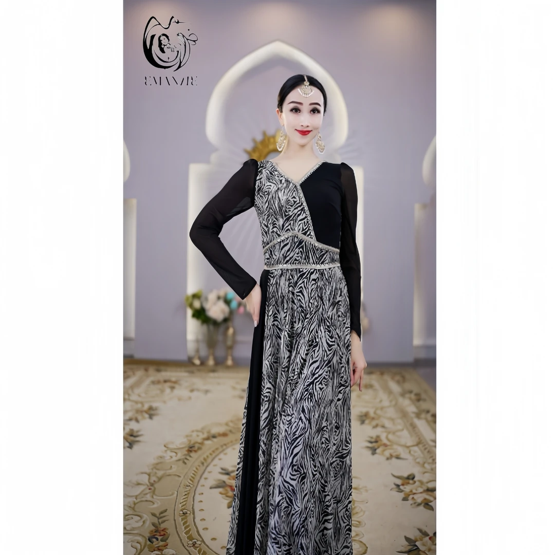 依曼之舞A2000异域风情印度舞民族风女新疆舞优雅720度大摆连衣裙