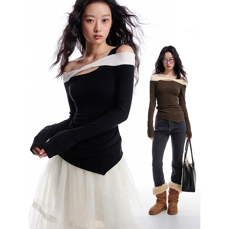 「PINPINPLUS」PP+芭蕾Balletcore露肩绵羊毛打底衫8D80561AYP