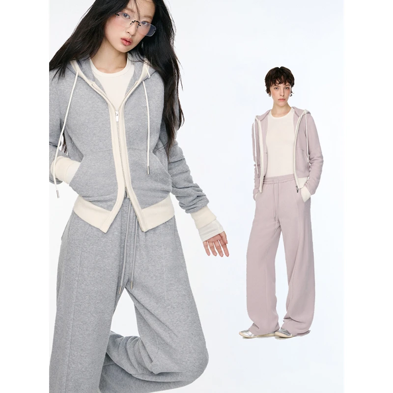 「PINPINPLUS」秋冬百搭休闲磨毛连帽拉链开衫 8D80321AYP