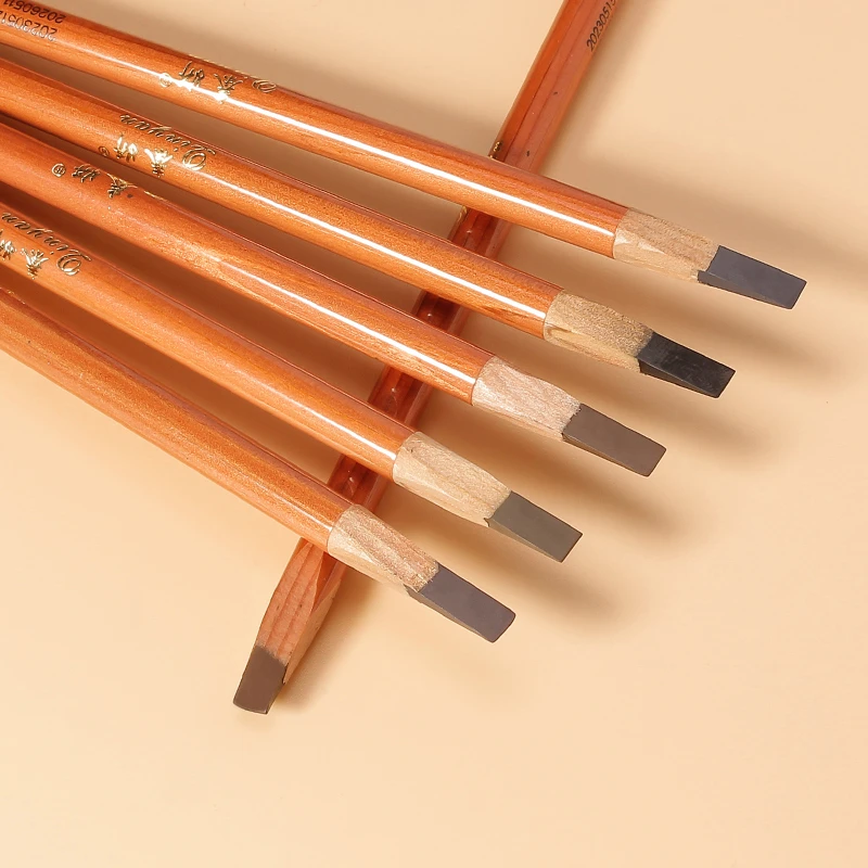 秦妍化妆师野生眉笔防水防汗不掉色根根分明纹绣线条硬芯砍刀眉笔