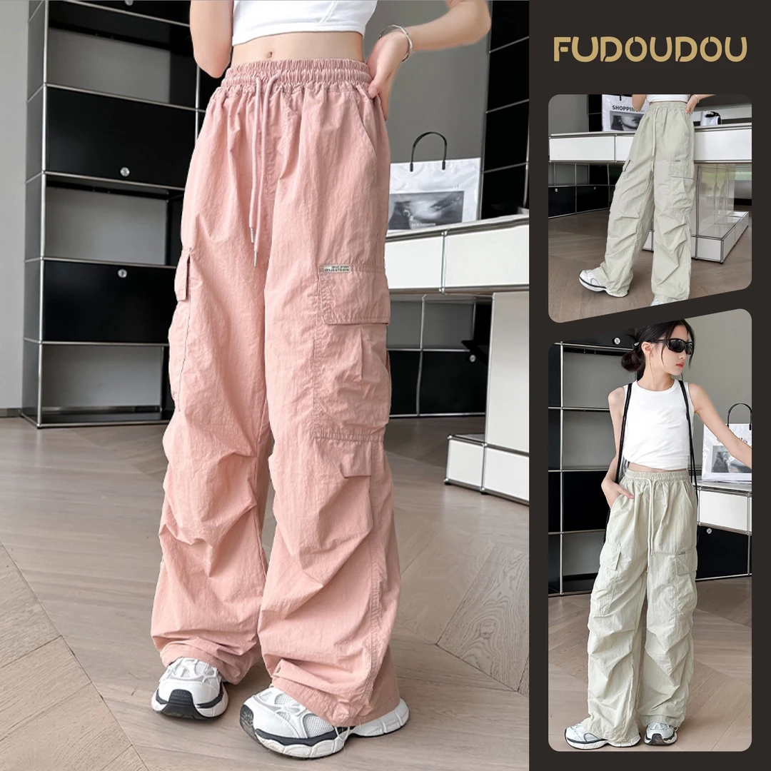 女童休闲直筒工装速干裤中大童儿童6-12岁洋气潮款阔腿防蚊薄款