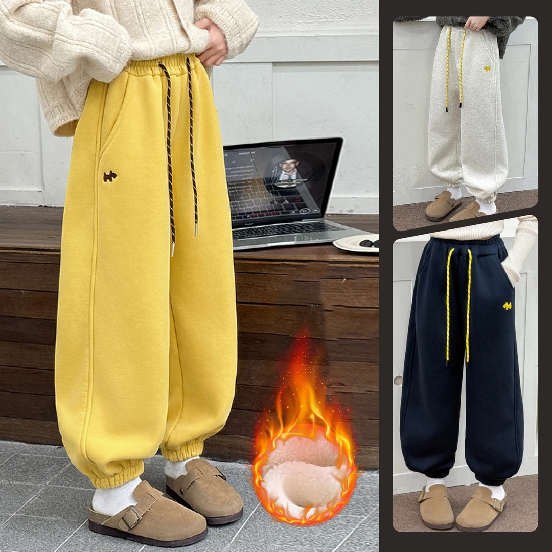 女童束脚加绒休闲运动裤中大童儿童6-12岁韩版洋气保暖秋冬卫裤