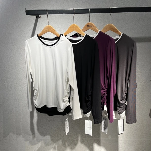 莫若衣2024-239秋装8607圆领长袖百搭小衫