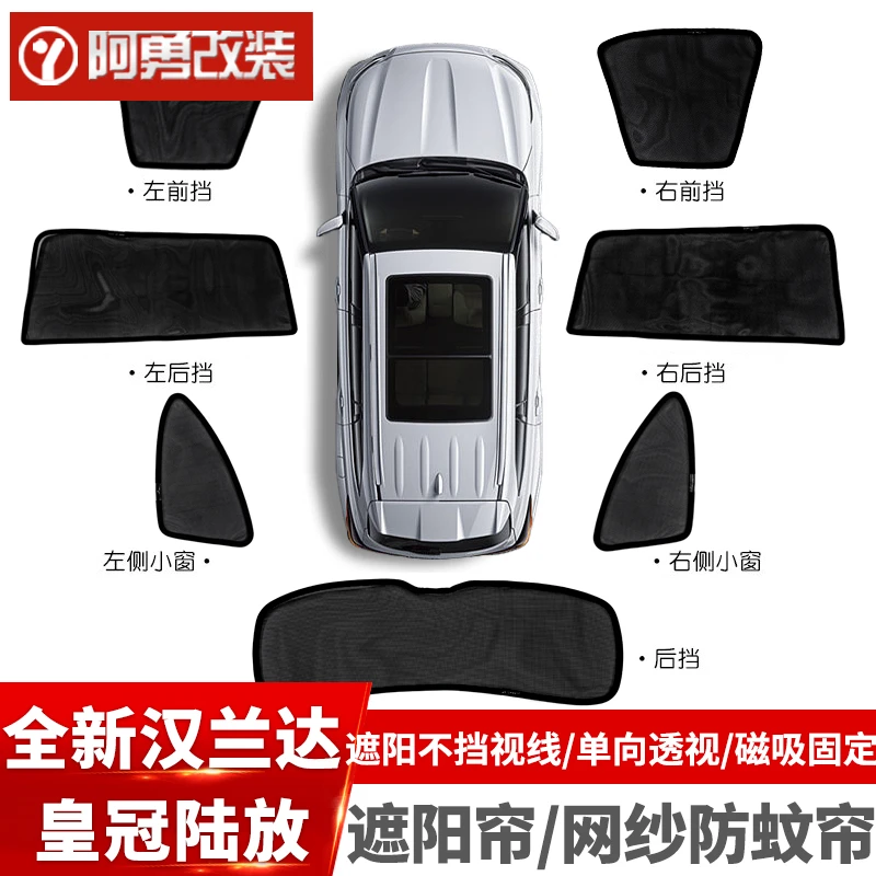 适用22-25款汉兰达遮阳帘磁吸式车窗网纱防蚊防晒隔热遮阳挡阿勇