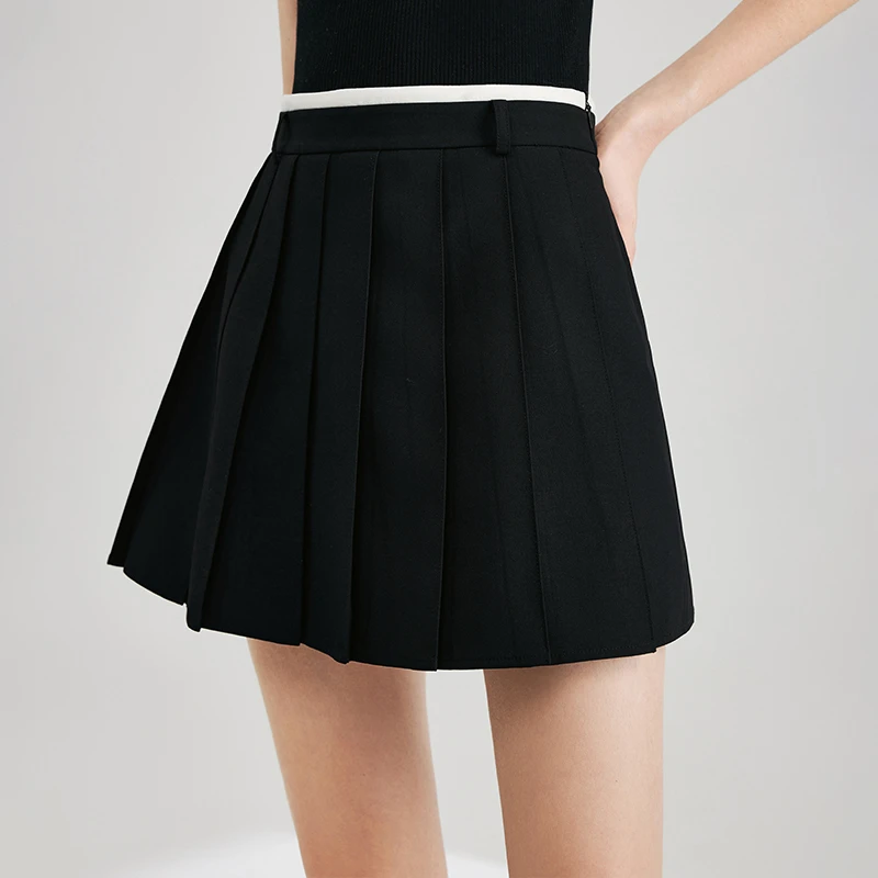 法曼萱气质淡黑色半身裙女小个子2025春新款显瘦百搭休闲短款裙子