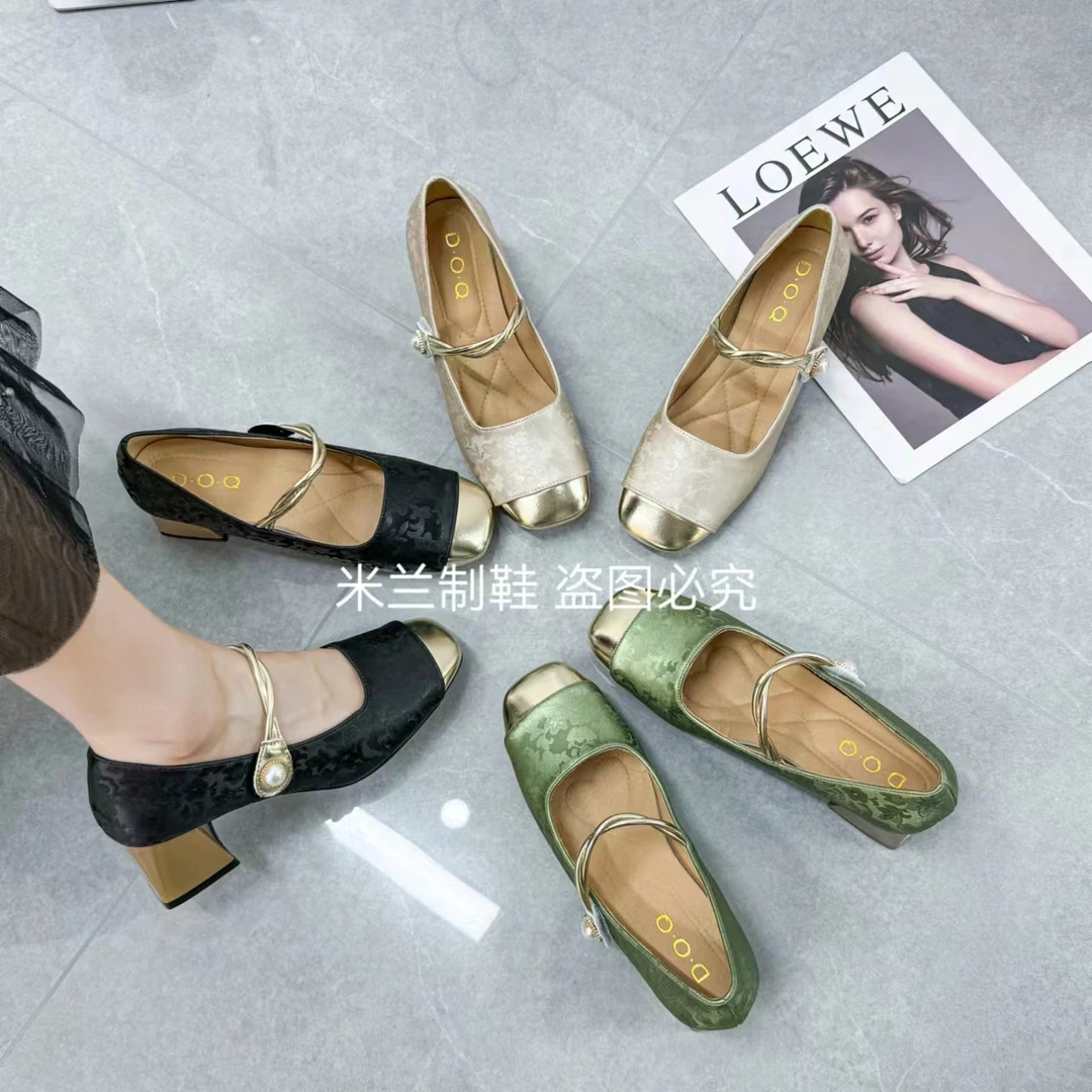 玛丽珍女鞋2024新款春秋时尚百搭法式中粗跟单鞋温柔配裙子高跟鞋