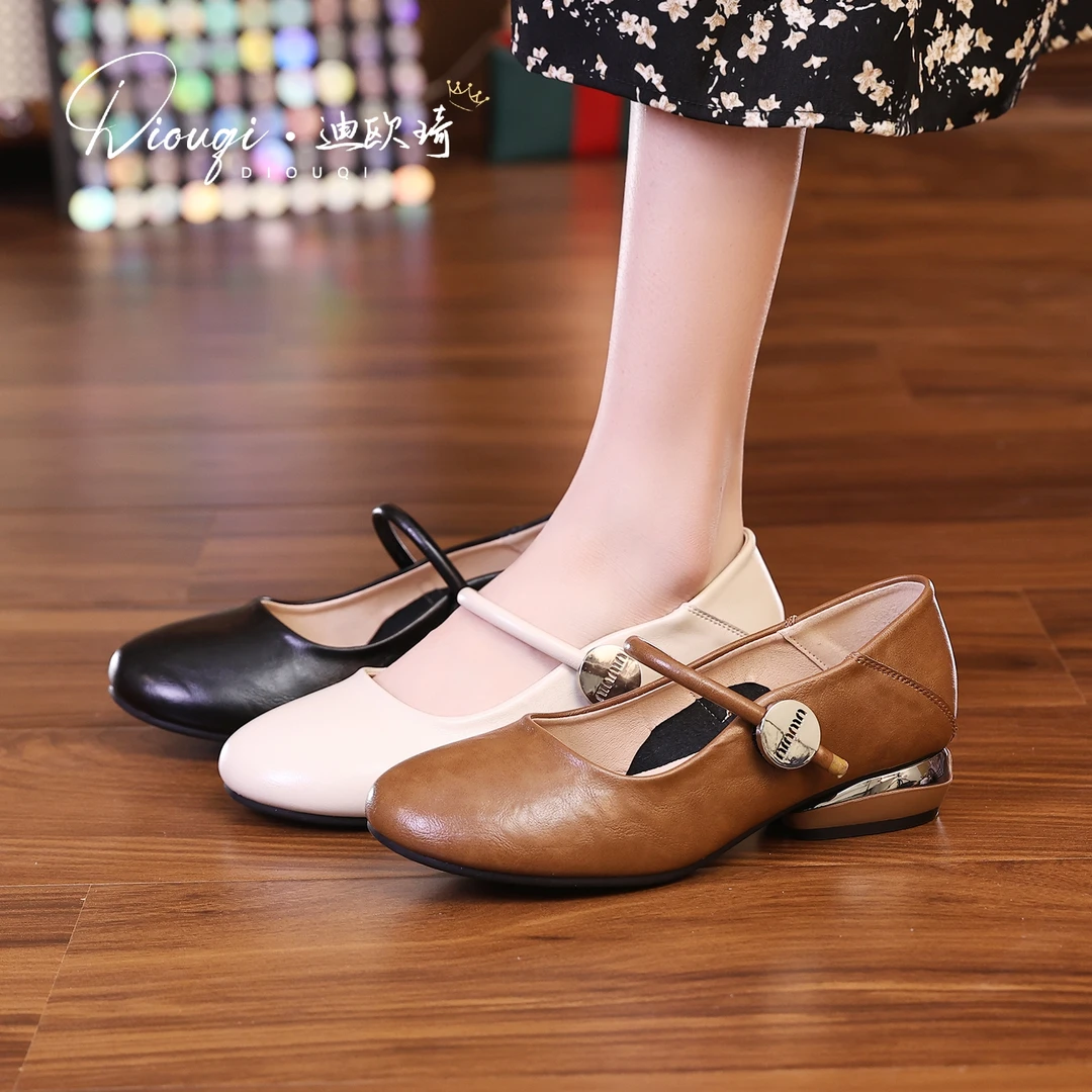 2024新款春夏季浅口平底单鞋女软底真皮女鞋圆头皮鞋软皮瓢鞋BDW
