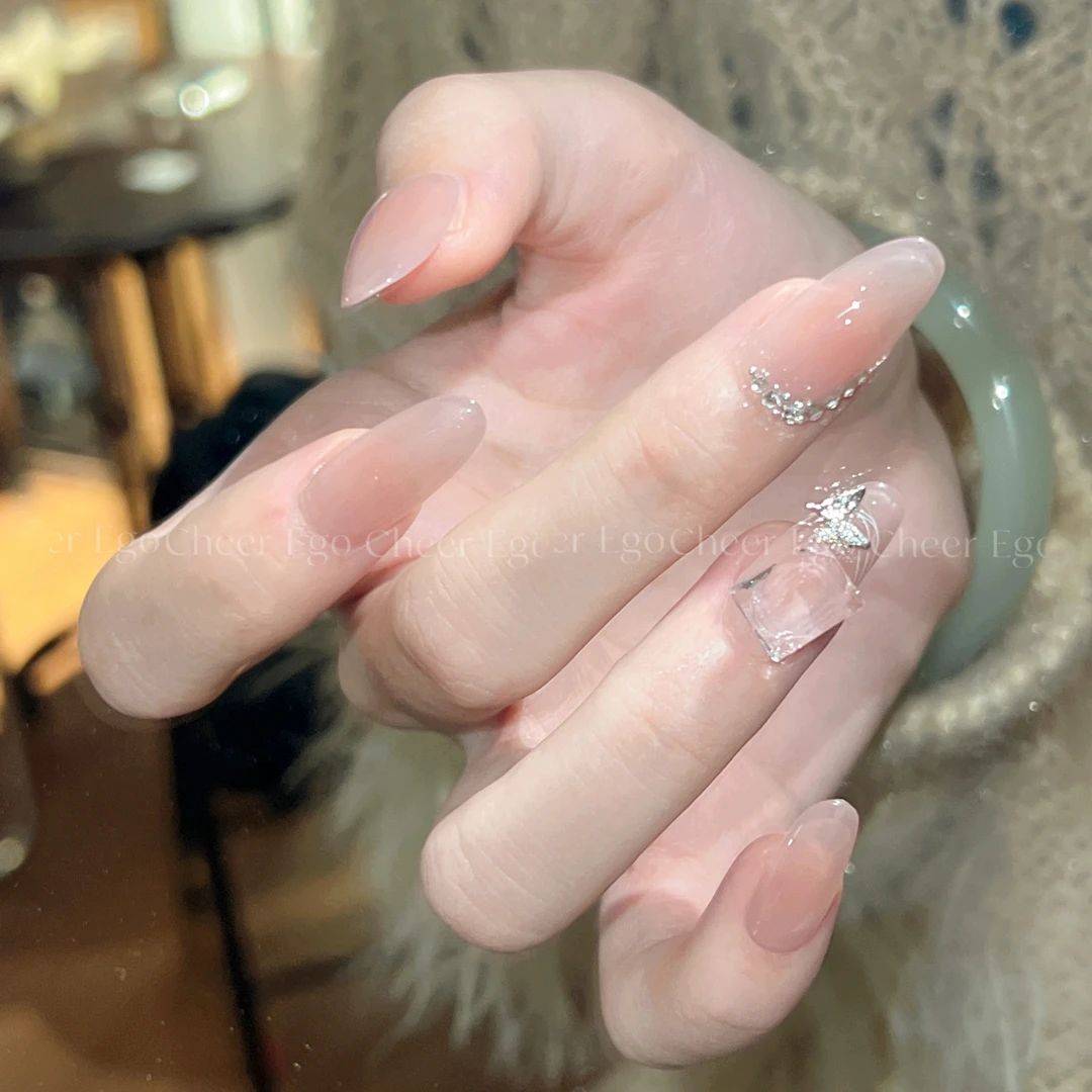 【冰晶玉肌】Cheer-ego纯手工高端穿戴甲清透百搭C844（现货）穿戴式