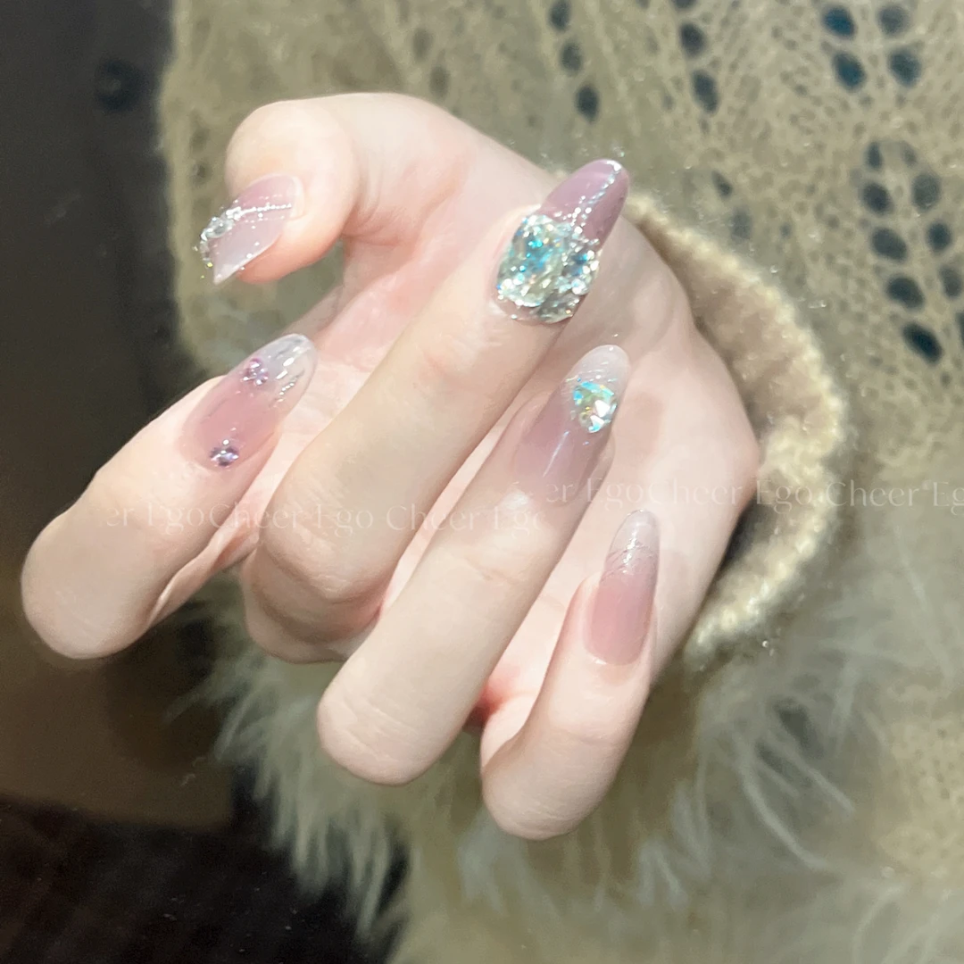 【紫藤】Cheer-ego纯手工高端穿戴甲清透百搭C845(现货)穿戴式