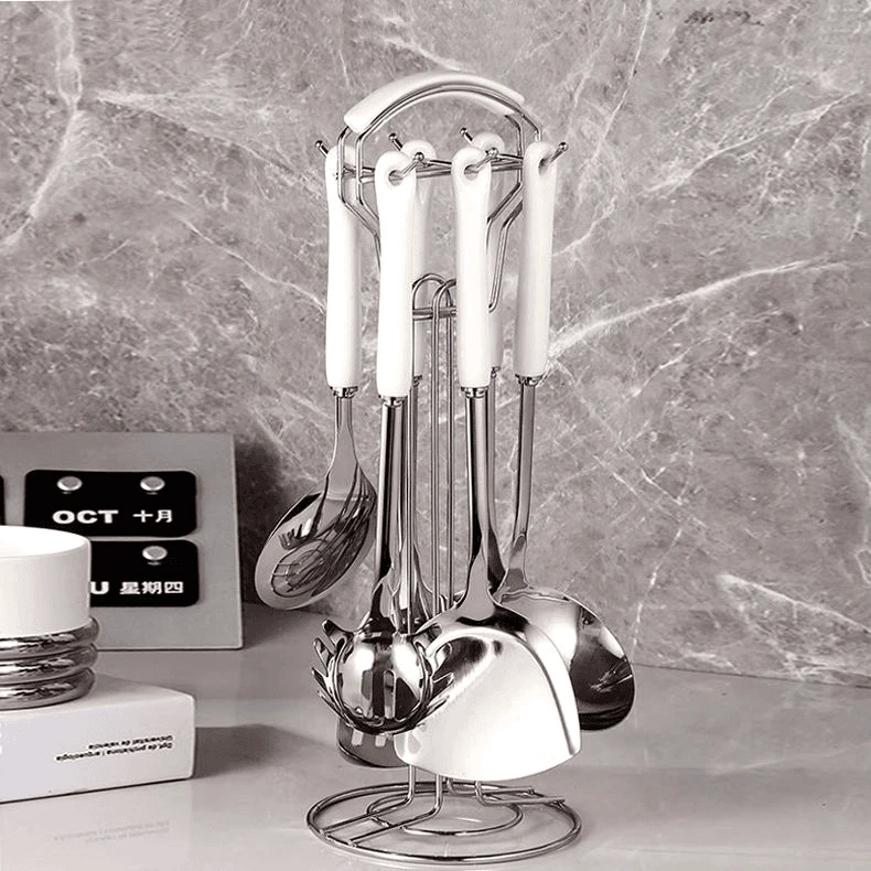 304不锈钢厨具锅铲勺轻奢厨房用烹饪防烫陶瓷家用套装炒菜加厚铲