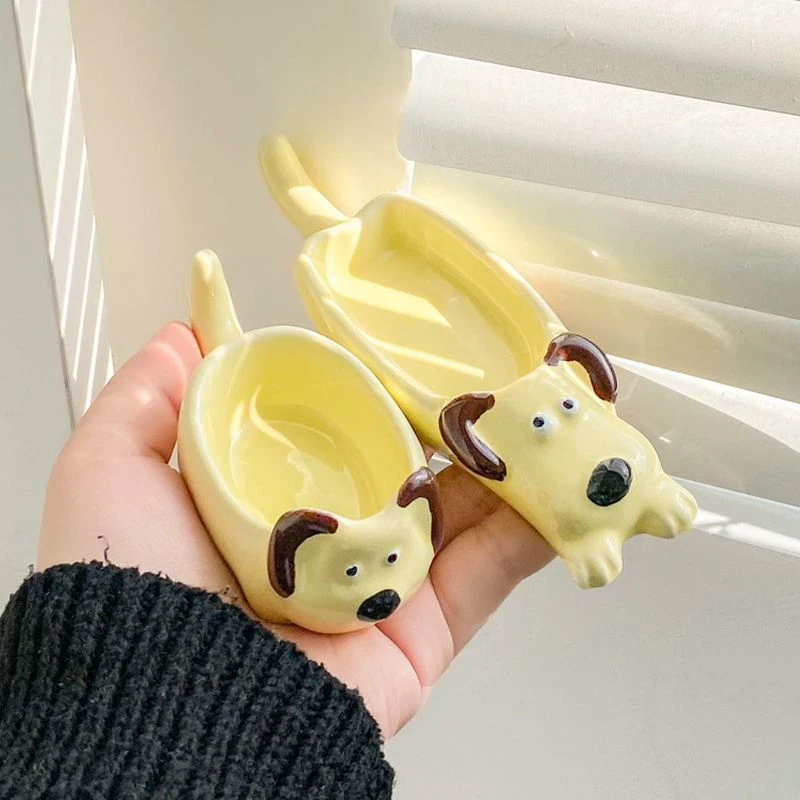 呆萌蘸料小碗家用精致小料碟蘸酱碟火锅调味碟可爱酱油醋碟子陶瓷