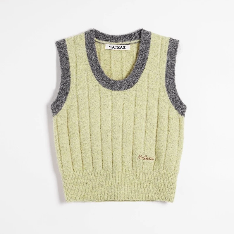 MATKASI 博主feel撞色针织马甲logo刺绣针织马甲