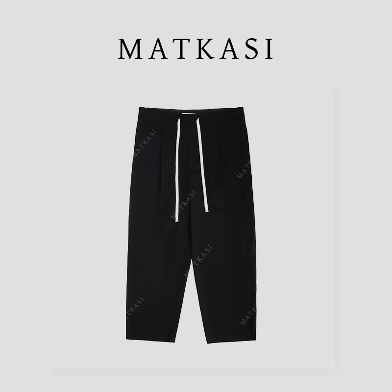 MATKASI 慵懒风百搭纯色宽松腰口阔腿直筒休闲裤