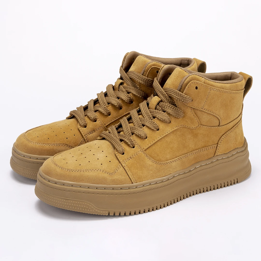 板鞋新款男士休闲鞋秋冬工装靴时尚潮流百搭真皮高帮鞋中帮厚底鞋