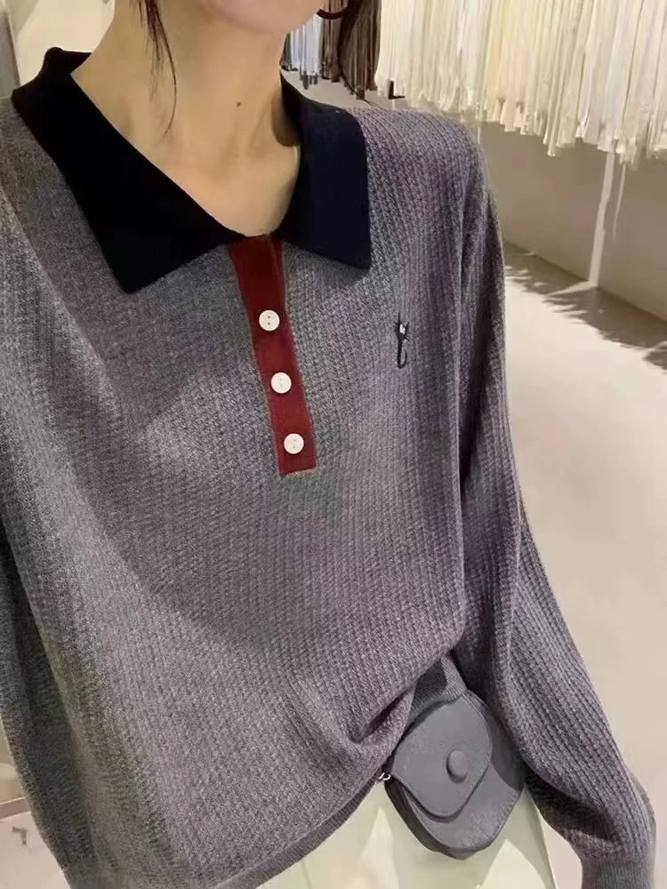 邹先生8228-28秋季新款POLO领针织衫长袖时尚套头翻领减龄