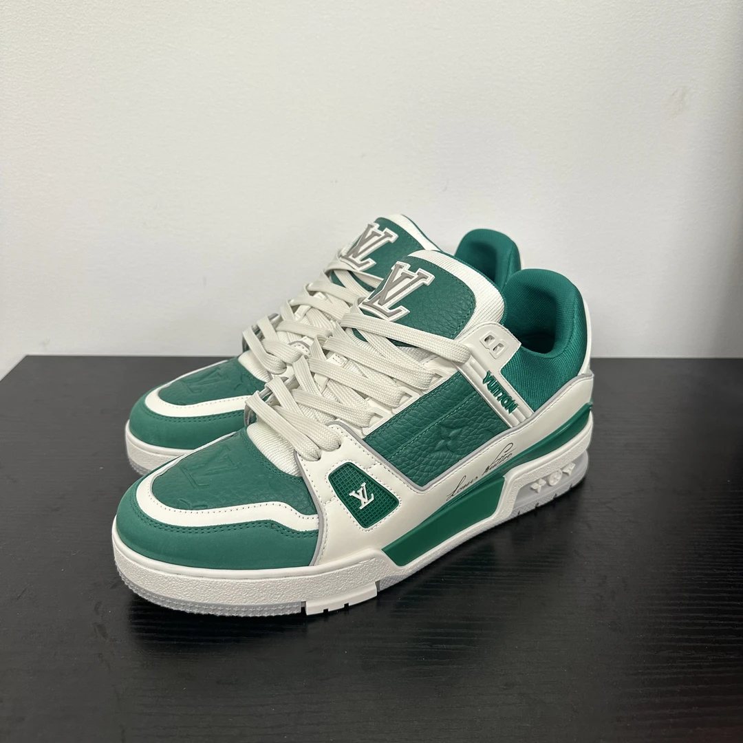99新 LouisVuitton/路易威登 trainer低帮板鞋 孔雀绿