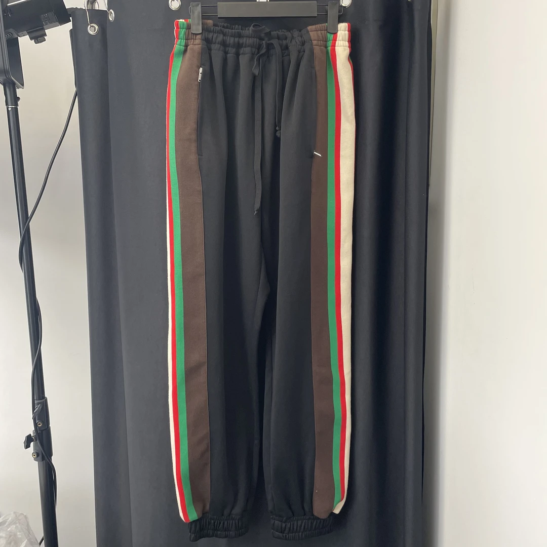 全新未使用 GUCCI/古驰 彩色条纹针织休闲卫裤 男士