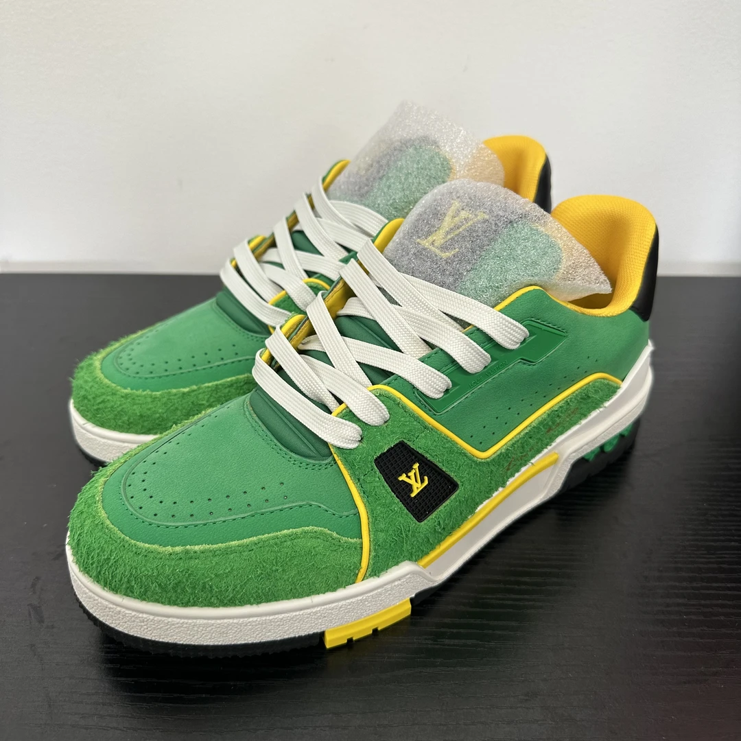 全新未使用 LouisVuitton/路易威登 trainer绿黄低帮板鞋