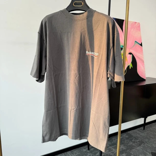 未使用 Balenciaga/巴黎世家 logo印花可乐T 男款 碳灰色