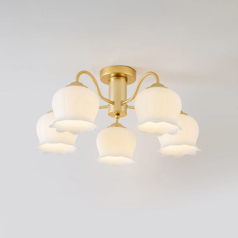 北欧卧室灯美式奶油风大厅客厅法式女孩温馨浪漫铃兰花主卧吸顶灯