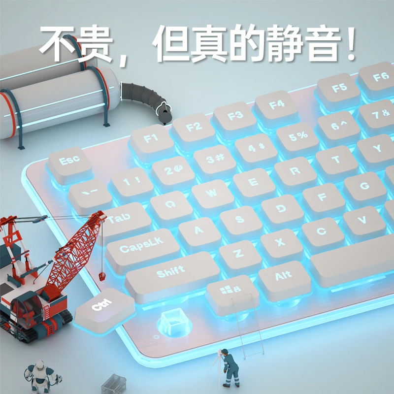 适用静音键盘机械手感有线台式电脑笔记本女生无线办公打字鼠标套