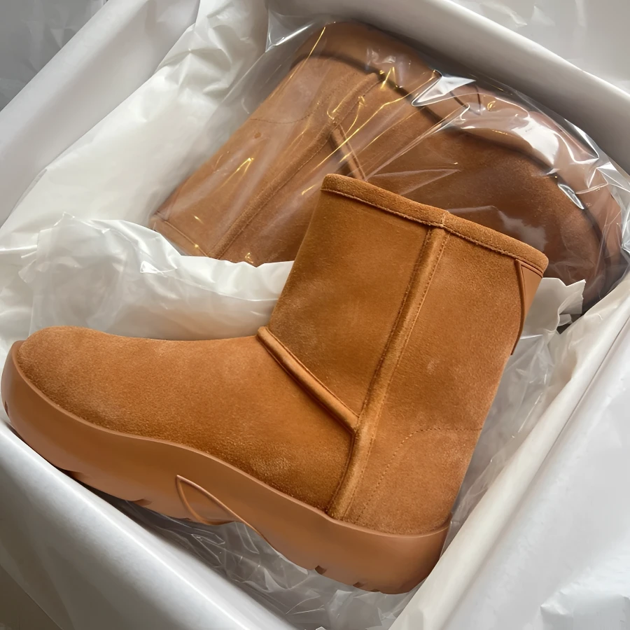 雪地靴女羊羔毛皮毛一体2024冬季新款防滑加绒加厚时尚短靴棉靴子