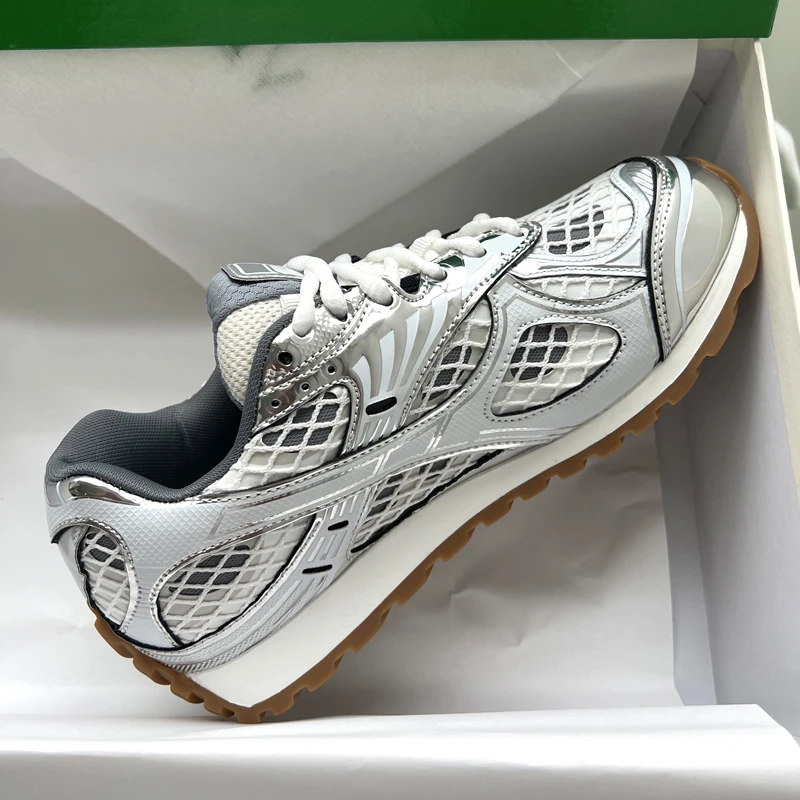 王一博同款老爹鞋女银色华夫阿甘鞋秋季透气厚底运动鞋时尚男鞋潮