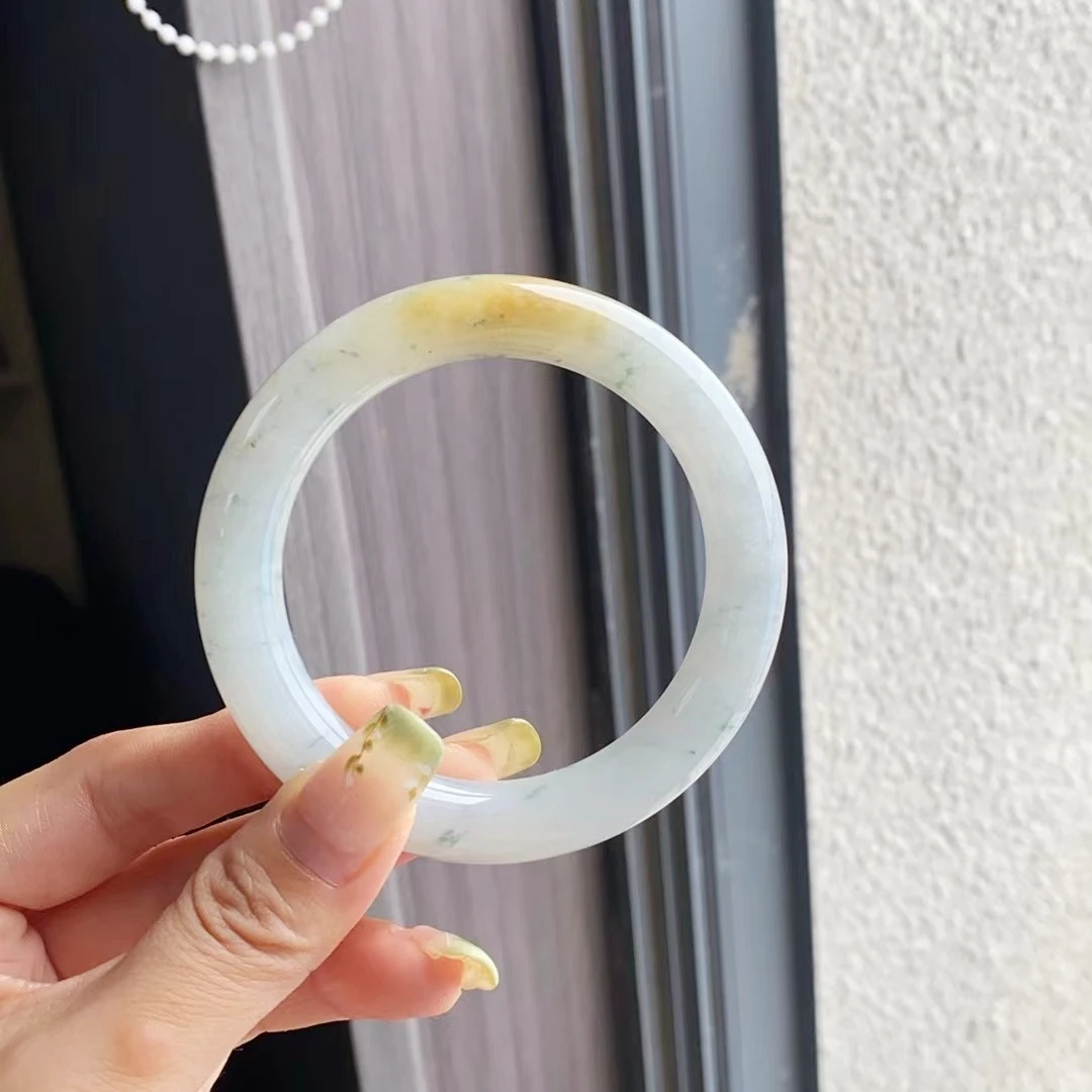 【玉润堂】-天然缅甸翡翠-小碎花一口黄*圈口5859*2615