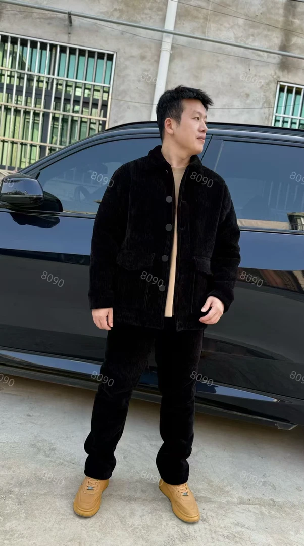 过冬必备【8090暖居】雪尼尔翻领套装冬款男士三层加绒加厚NJ-23122