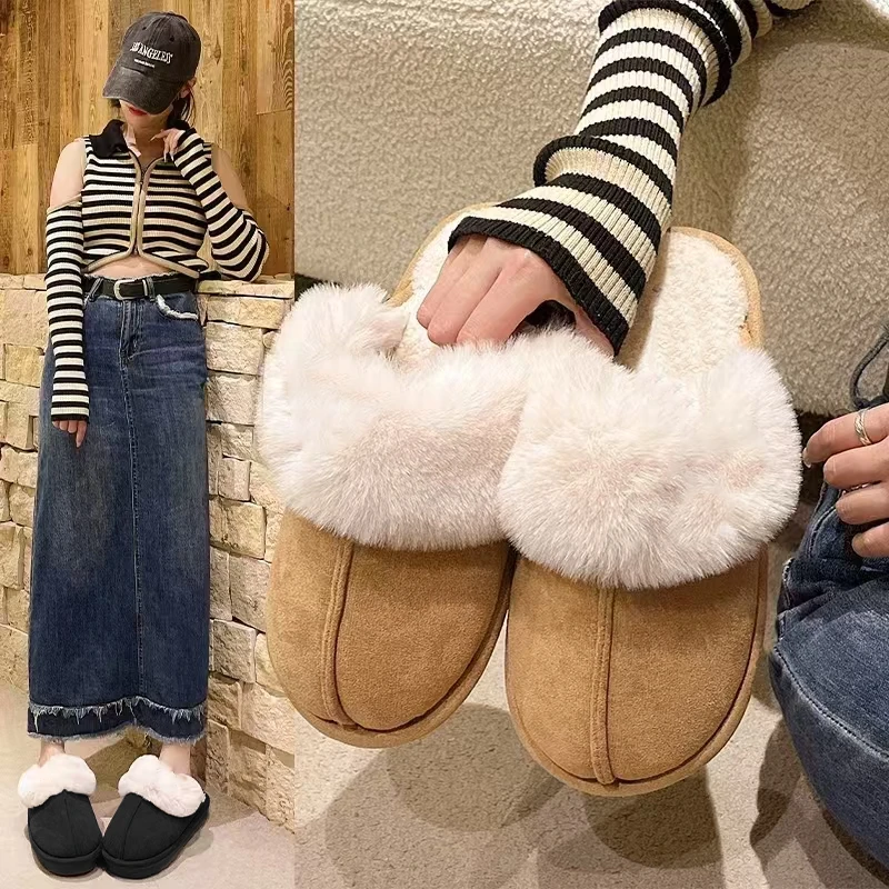 棉拖鞋女星拖男女情侣冬季保暖可爱毛毛拖居家秋冬加绒厚底棉拖鞋