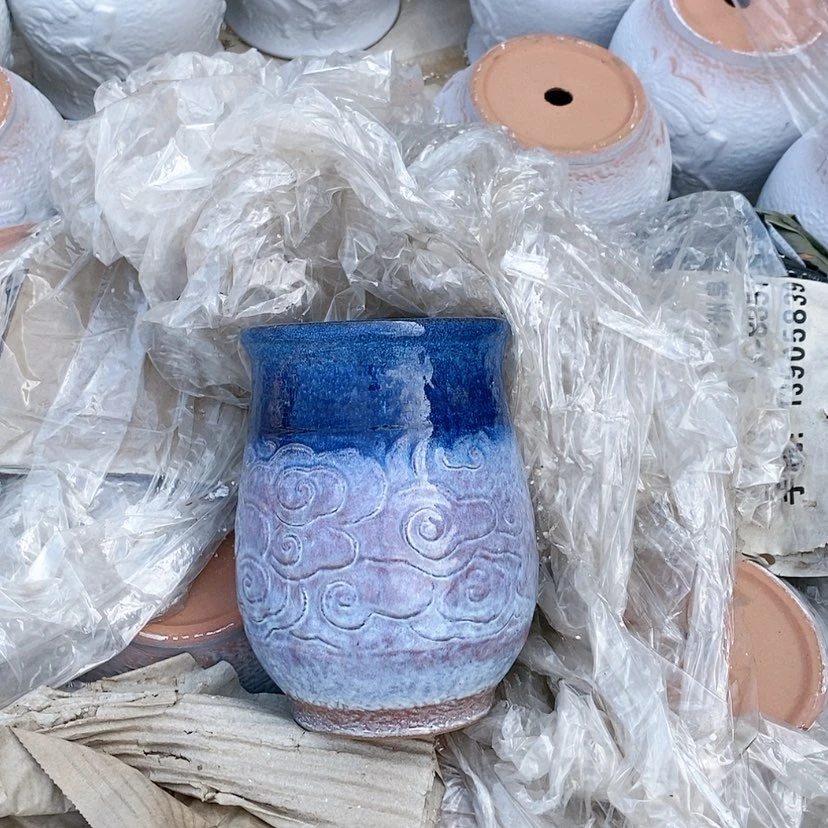 【闪购商品】红陶20CM（含）-50CM（不含）蓝色祥云