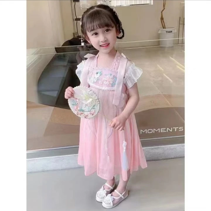 夏季公主女童连衣裙儿童古装古风宝宝洋气仙气小女孩薄款