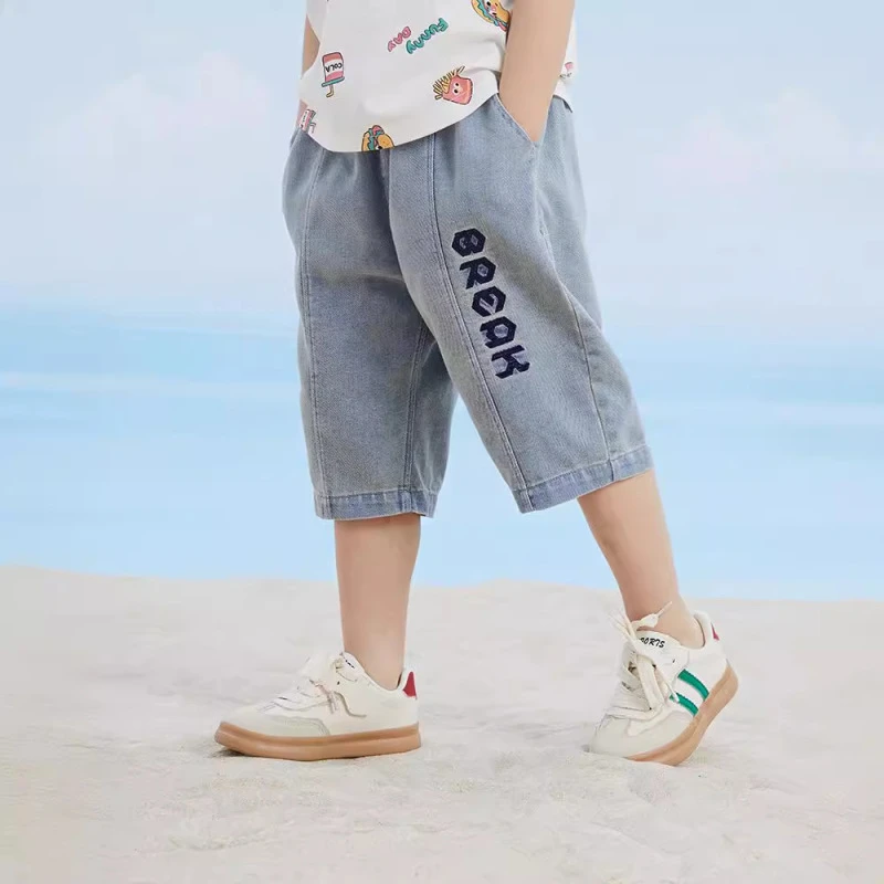 男童裤子夏款儿童短裤夏薄款七分裤男孩宝宝牛仔裤夏季中小童中裤