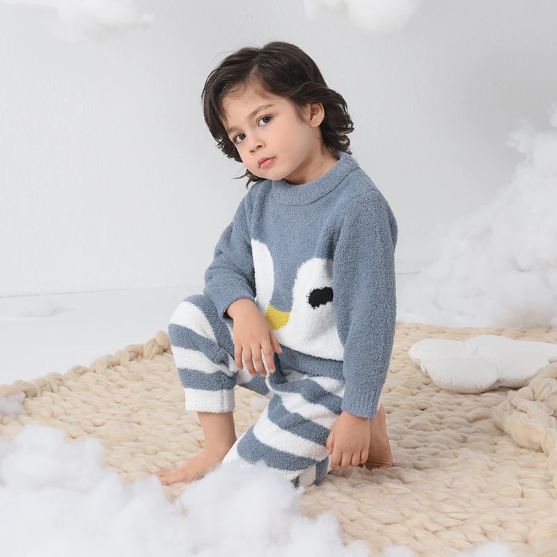 儿童睡衣软绵绵秋冬2023新款男童小男孩套头家居服保暖秋冬季长袖