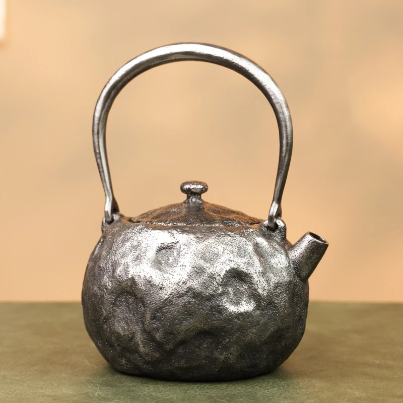 雨宫宗落款砂铁陨石坑 家居煮水器 900CC铁壶铺子