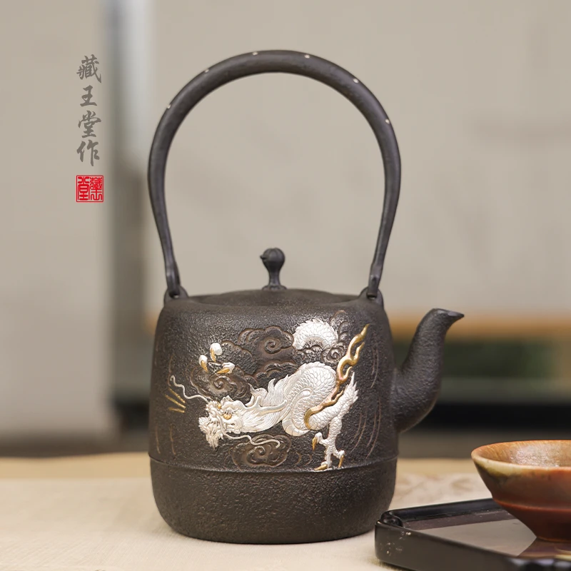 程氏手造 手工砂铁壶 砂铁高肉镶嵌工艺 龙啸九天 家居煮水器