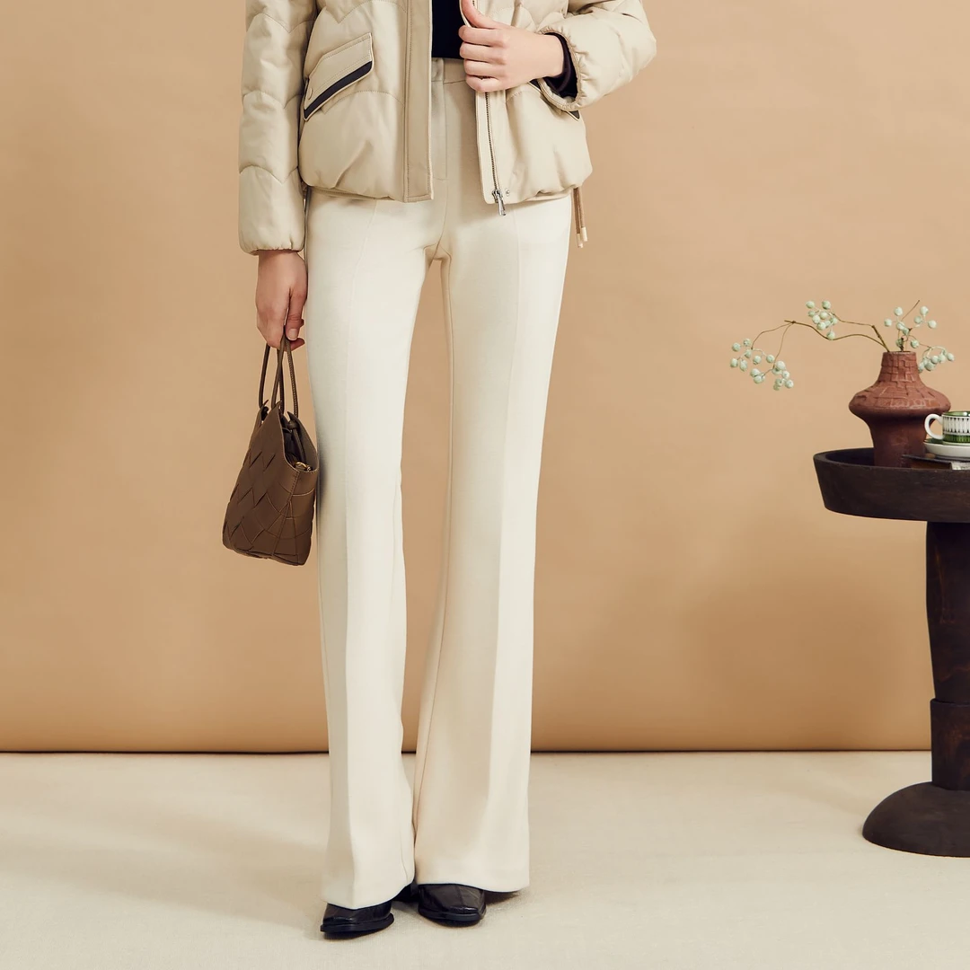 YINER音儿2024冬季新款白色修身显瘦优雅大方直筒裤8C64520116