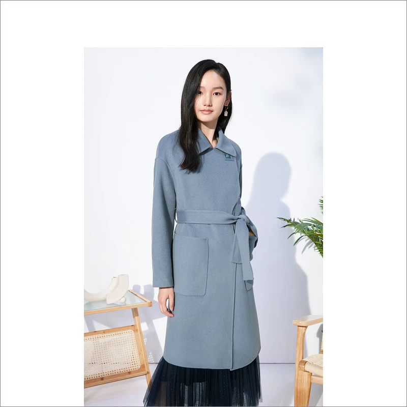 音儿美地女装冬季新款中长款时尚气质双面呢毛呢外套LC62580560
