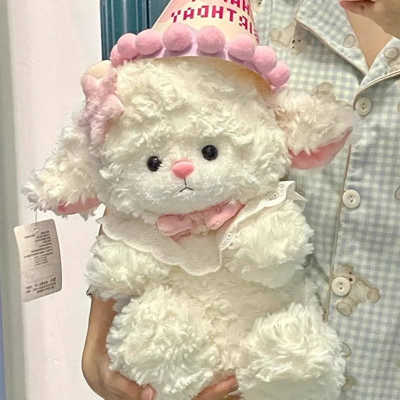 可爱小羊玩偶公仔蝴蝶结毛绒玩具陪睡女生抱枕西高地小狗玩偶
