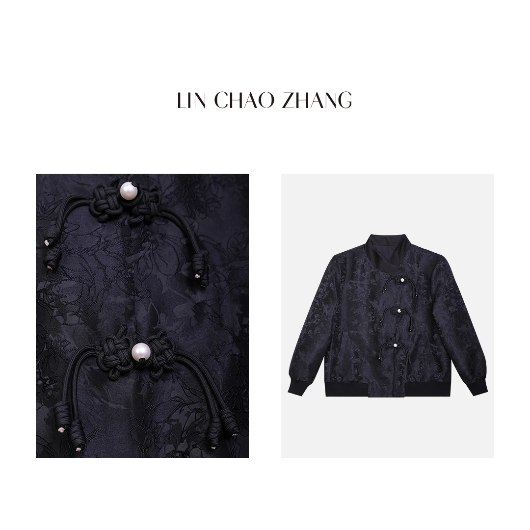 古法【工笔画兰花】国风棒球服外套 LW240075