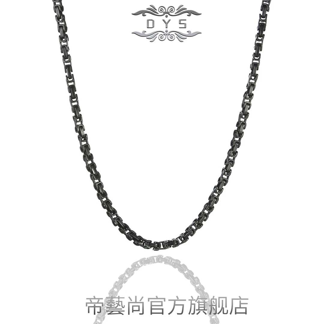 钛钢项链 欧美复古风项链6mm双片复古色手链男潮流霸气粗链条饰品