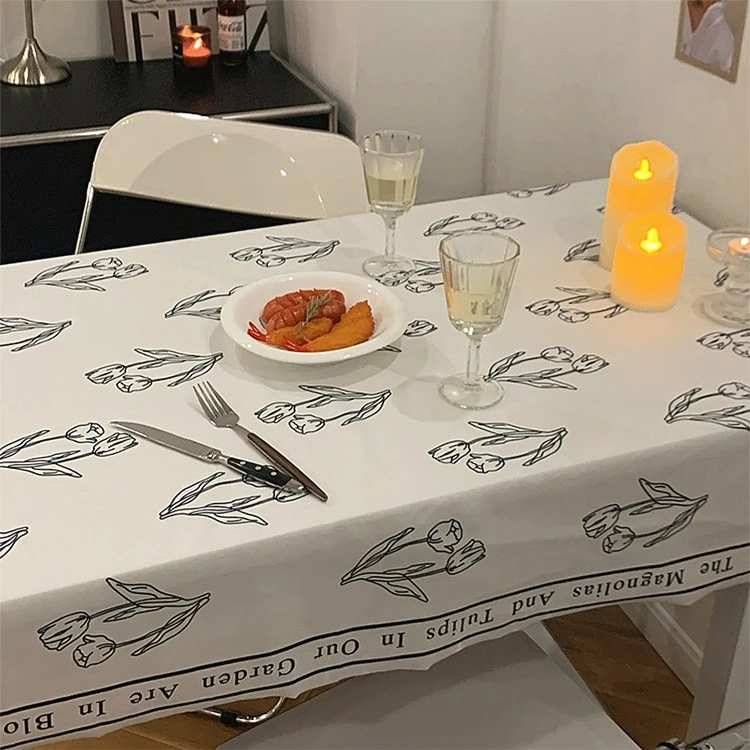 ins风郁金香复古北欧风轻奢碎花餐桌茶几布学生书桌长方形家用