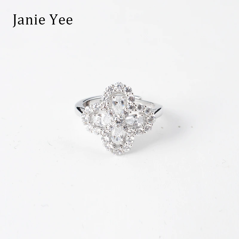 925银戒指 Janie Yee“h小花戒指”镀K金高级感可调节戒指 23A0333