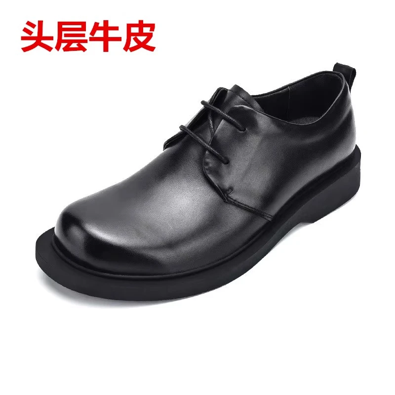 男商务正装大头皮鞋真皮圆头系带英伦男鞋春秋新款复古手工鞋大码