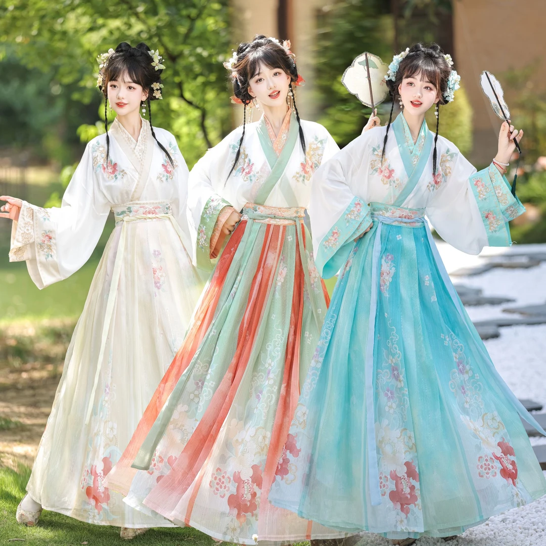 一喏千城汉服新款魏晋风刺绣成人晋制齐腰襦裙超仙中国风日常套装