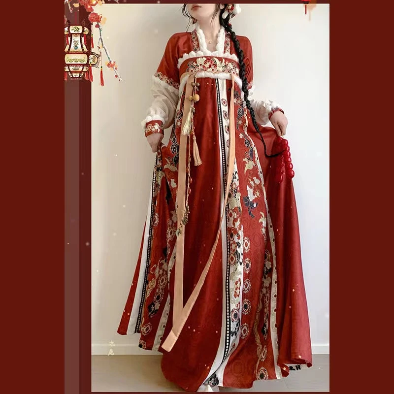 一喏千城新款蛇年拜年汉服齐胸破裙过年穿日常超仙加绒冬季套装