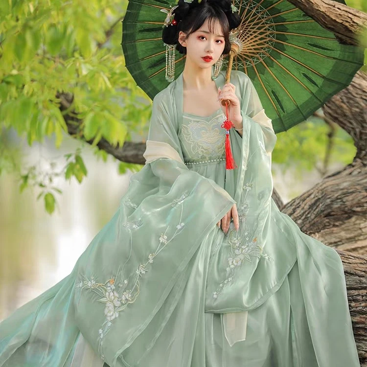 新汉服女正品原创中国风飘逸超仙齐胸诃子裙刺绣广袖流仙裙春夏